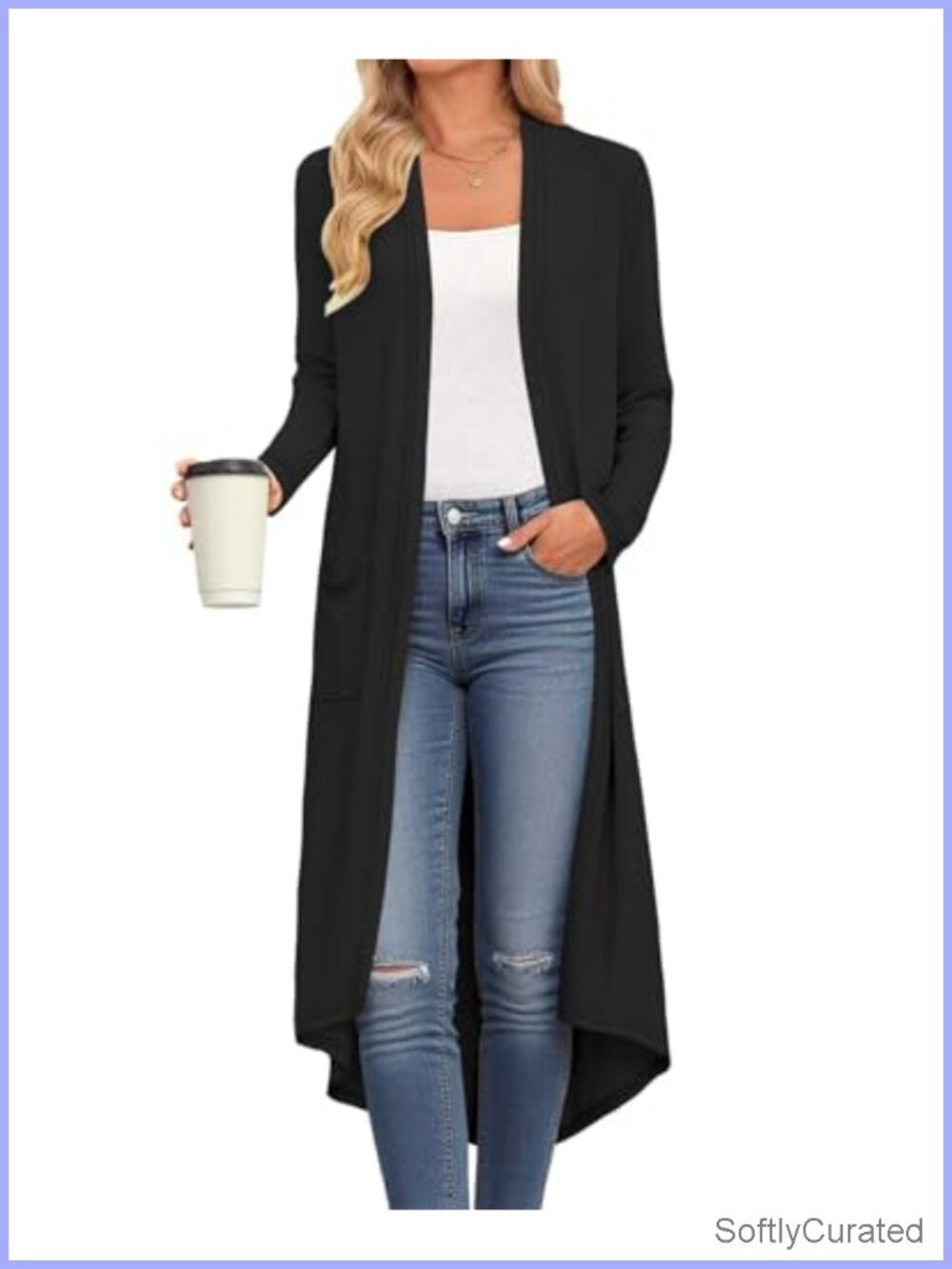 Lightweight Long Sleeve Open Front Cardigan with Pockets